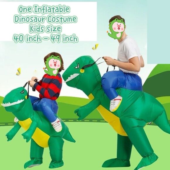 Halloween Inflatable Dinosaur Ride-On T Rex Costume Kids Size New Blow Up W/Fan - Picture 1 of 7